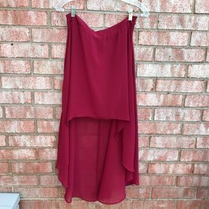 Burgundy high low skirt